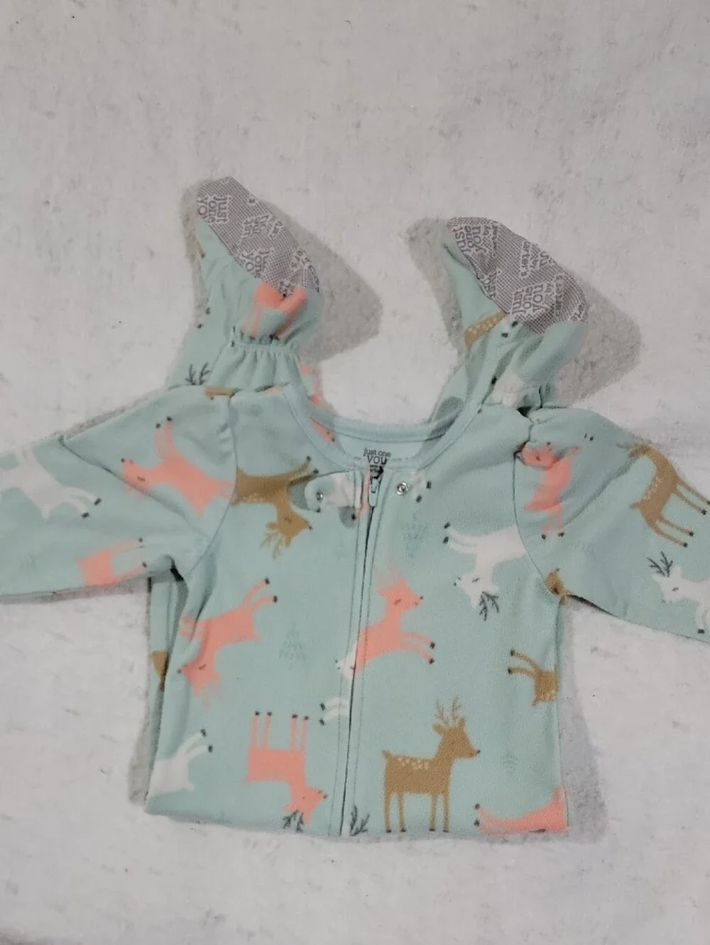 Kids Pink Holiday Pajama Set with Festive Print- Blue Winter Footie Jammies Deer